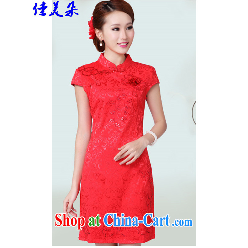 Good flower 2015 wedding dresses serving toast new summer red wedding dress high collar cheongsam dress 6601 #red XL, a flower (JIA MEI DUO), online shopping