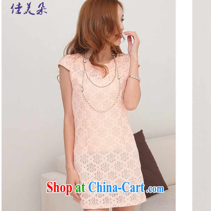 Good flower 2015 spring new improved Stylish retro short cheongsam dress lace 1096 #apricot XL, good Flower (JIA MEI DUO), online shopping
