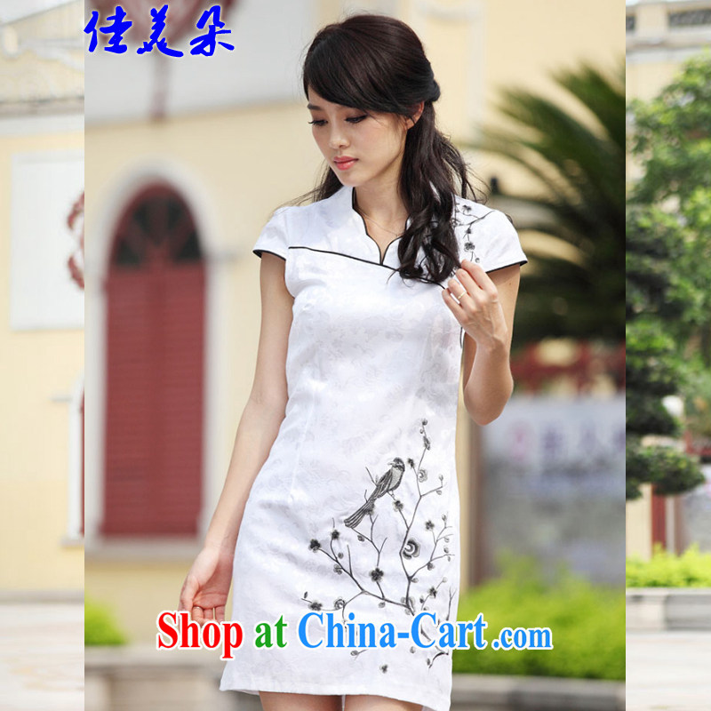 Good flower 2015 China wind embroidery summer cheongsam dress improved stylish dresses sexy dresses replica # 6903 blue XL, good Flower (JIA MEI DUO), online shopping