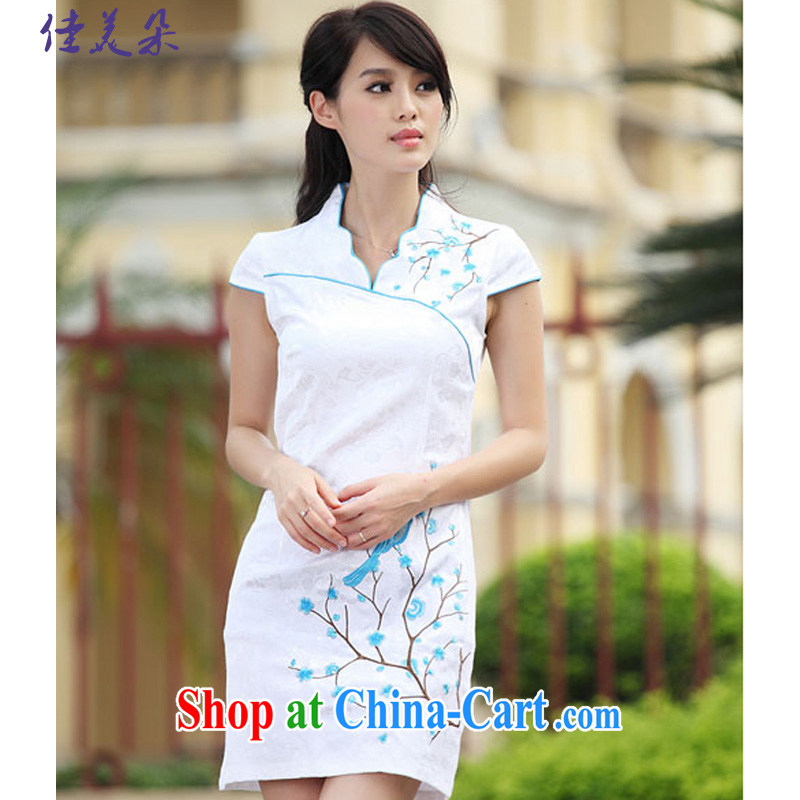 Good flower 2015 China wind embroidery summer cheongsam dress improved stylish dresses sexy dresses replica # 6903 blue XL, good Flower (JIA MEI DUO), online shopping