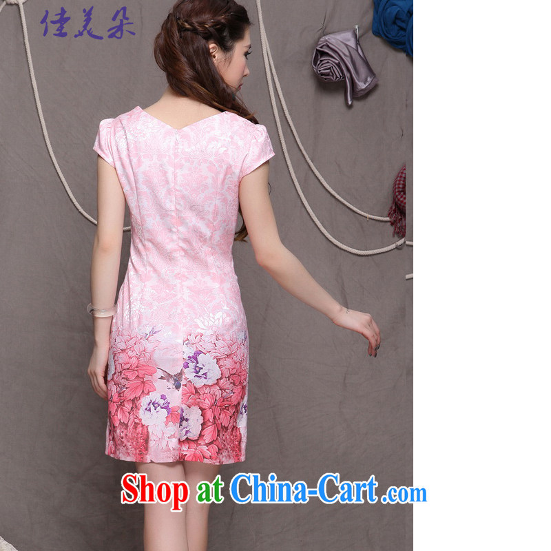 Good flower 2015 high-end Ethnic Wind and stylish Chinese qipao dress retro beauty graphics thin cheongsam 9902 #pink XL, good Flower (JIA MEI DUO), online shopping
