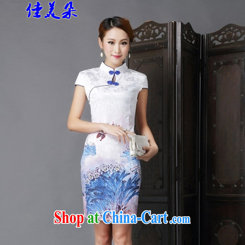 Good flower 2015 National wind New Tang is stylish and improved Daily Beauty sexy cheongsam dress 6632 #light green XL, good Flower (JIA MEI DUO), online shopping