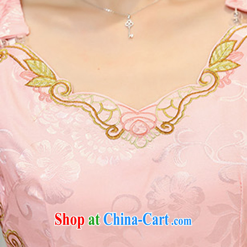 The Scent of Summer 2015 with Korean beauty and stylish cotton short-sleeved retro Chinese qipao, long dresses apricot XXL, the Shannon Gore (XGN), shopping on the Internet