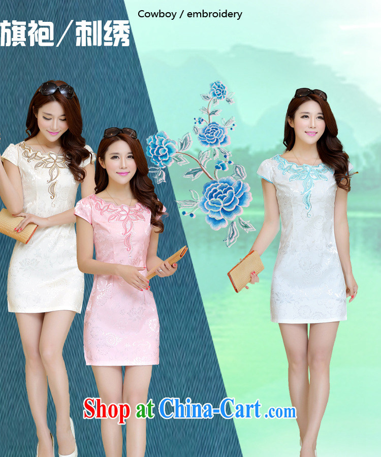 His angel, summer 2015 new small dress bridesmaid skirts Stylish retro improved cheongsam package and cultivating graphics thin short-sleeve embroidery dresses pink XL pictures, price, brand platters! Elections are good character, the national distribution, so why buy now enjoy more preferential! Health