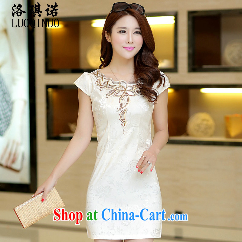 His angel, summer 2015 new small dress bridesmaid skirts and stylish retro improved cheongsam package and cultivating graphics thin short-sleeve embroidery dresses pink XL, Angel (LUOQINUO), and shopping on the Internet
