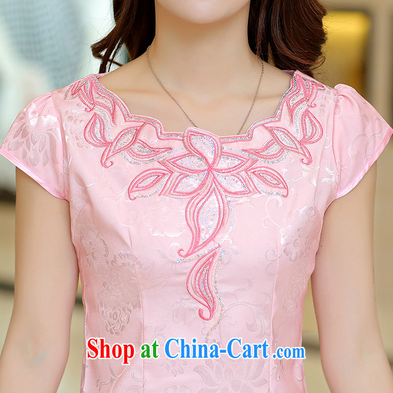 His angel, summer 2015 new small dress bridesmaid skirts and stylish retro improved cheongsam package and cultivating graphics thin short-sleeve embroidery dresses pink XL, Angel (LUOQINUO), and shopping on the Internet