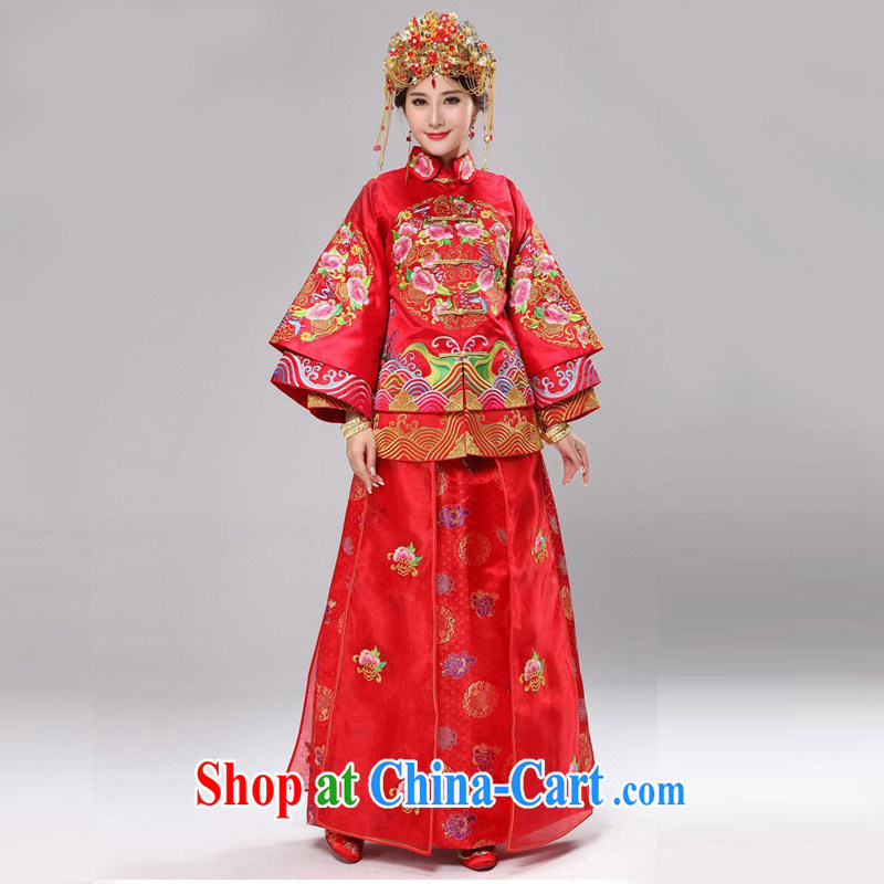 man she married Yi 2015 marriage-su Wo clothing Chinese Dress retro wedding dress skirt manually use Su-kimono-su Wo service bridal dresses costumes wedding clothes married Yi red L, diffuse Connie married Yi, shopping on the Internet