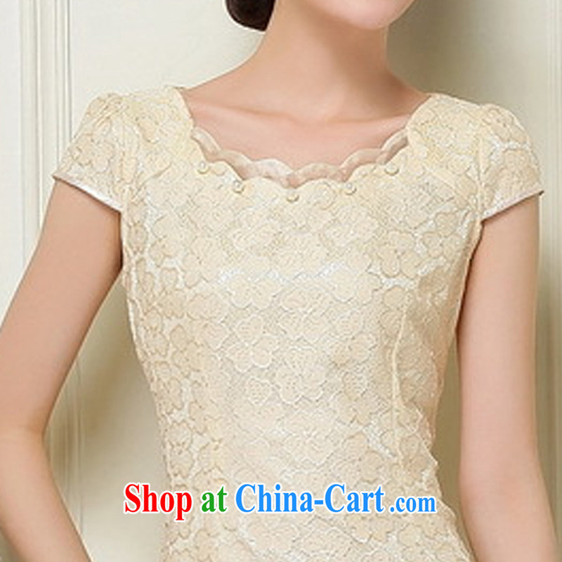 His angel, Nokia 2015 summer girls, summer Korean-lace beauty and stylish with a waist graphics thin air hook flower embroidery dresses stylish improved cheongsam apricot S, Angel (LUOQINUO), online shopping