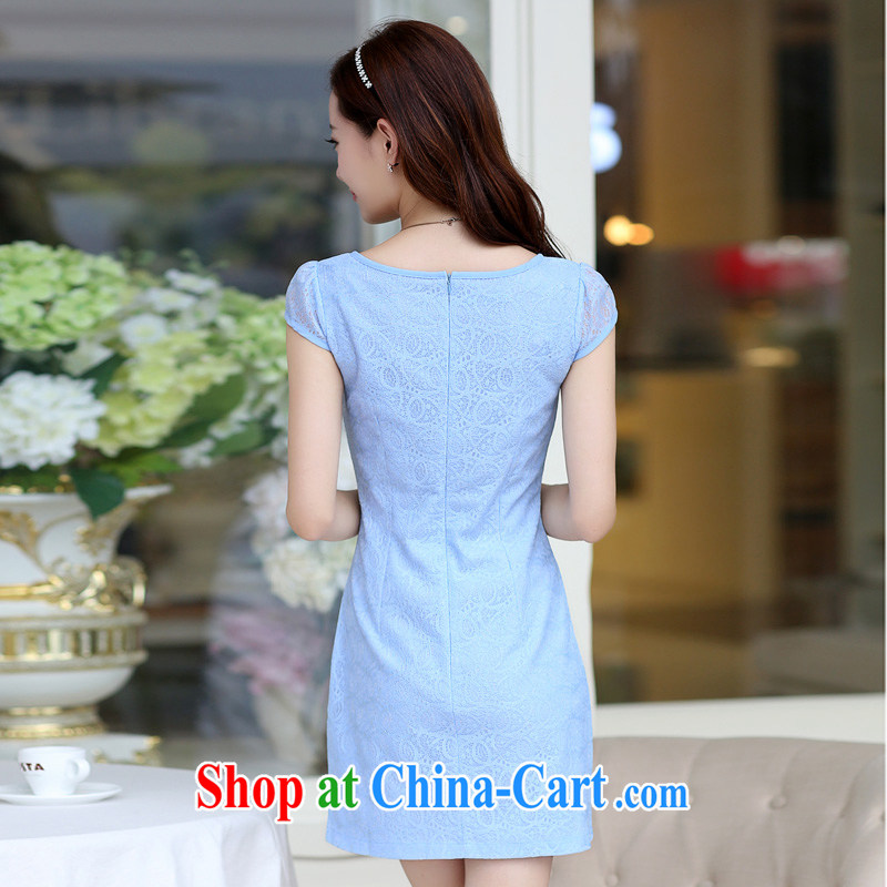 His angel, summer 2015 new summer Solid Color cultivating short-sleeved short skirt yarn Web sweet round-collar package and lace style women dresses pink XXL, Angel (LUOQINUO), and shopping on the Internet