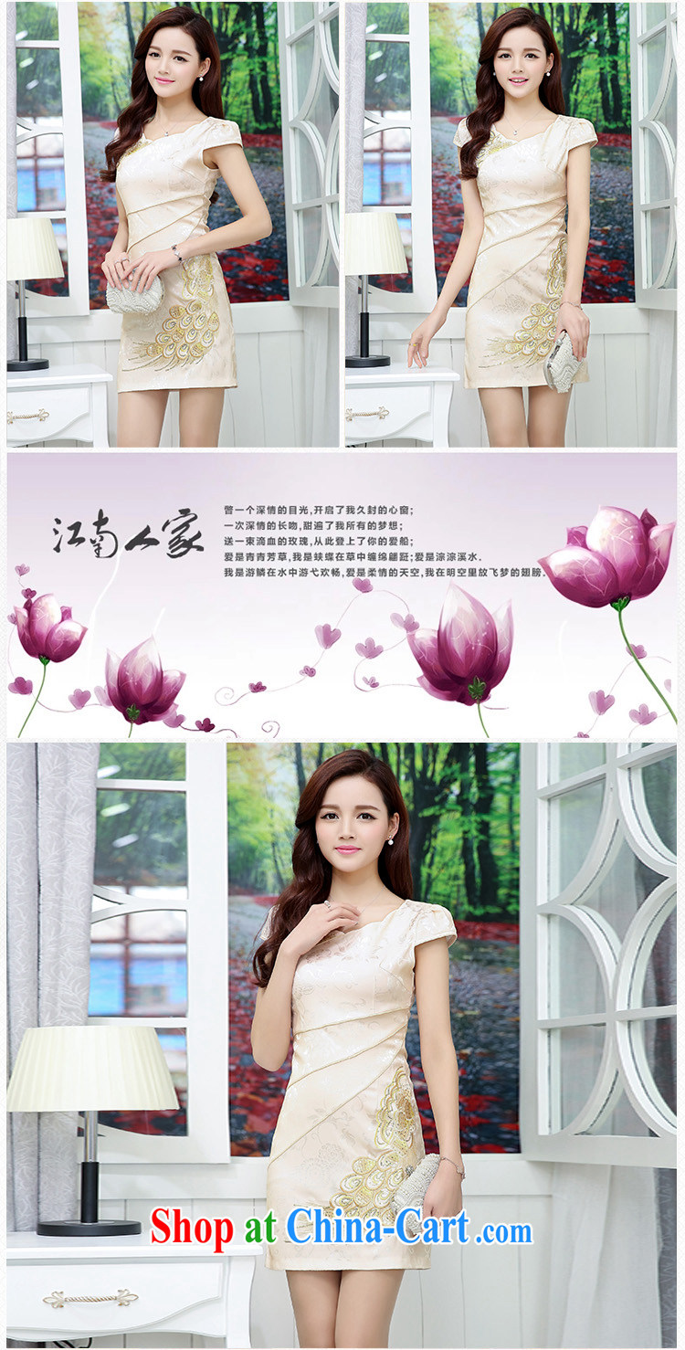 Mansfield, valley, summer 2015 New National wind Chinese stamp retro beauty style graphics thin short-sleeve package and cheongsam dress girls white and yellow XL pictures, price, brand platters! Elections are good character, the national distribution, so why buy now enjoy more preferential! Health