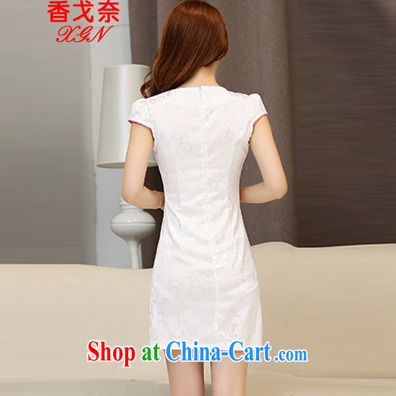 The scent of spring 2015 summer New Beauty stamp elegant Chinese style cheongsam dress summer dress girls White Red M, Mr Tung Chee Hwa (Miss . Dong), shopping on the Internet