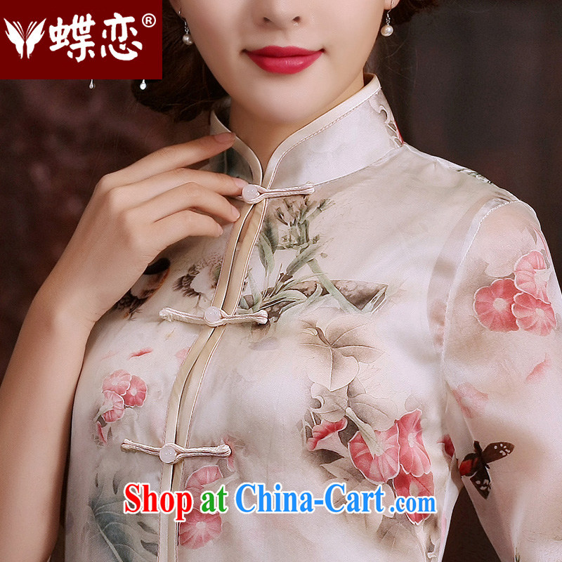 Butterfly Lovers flowers 2015 spring and summer with new upscale silk Chinese Chinese T-shirt, two-piece thin coat cream and white XL, Butterfly Lovers, shopping on the Internet