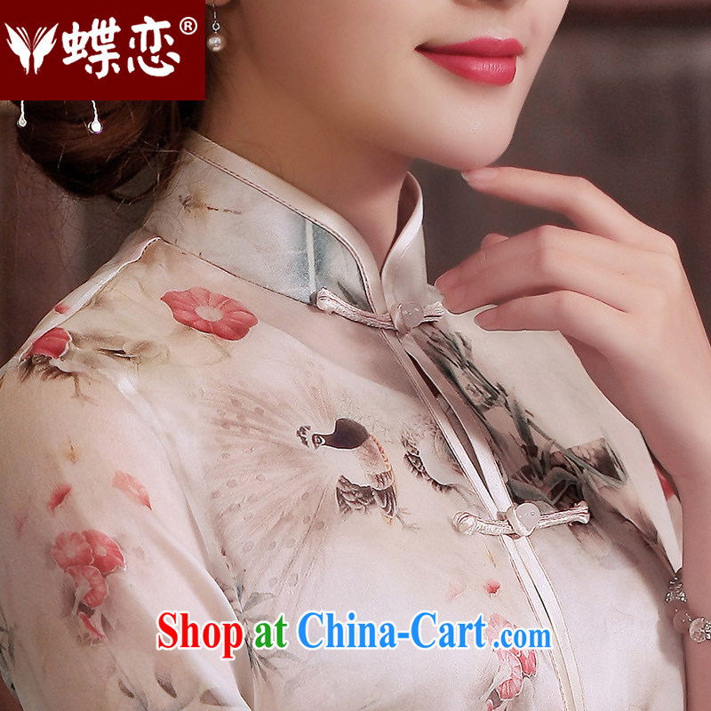 Butterfly, butterfly, flowers 2015 spring and summer new upscale silk Chinese Chinese T-shirt, two-piece thin coat 55,269 cream and white - pre-sale 15 days XXL, Butterfly Lovers, shopping on the Internet