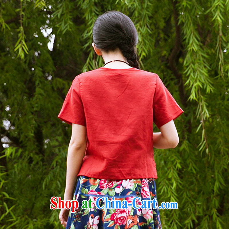 In particular Keun 2015 National wind women cotton summer the Chinese clothing retro small T-shirt improved Tang is short, the charge-back shirts are red, especially (youjin), online shopping