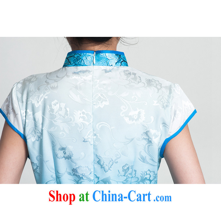 100 brigade Bailv summer new 3D digital stamp national wind Chinese qipao short-sleeved dresses female B F 1 1028 #0239, white blue 2 XL pictures, price, brand platters! Elections are good character, the national distribution, so why buy now enjoy more preferential! Health