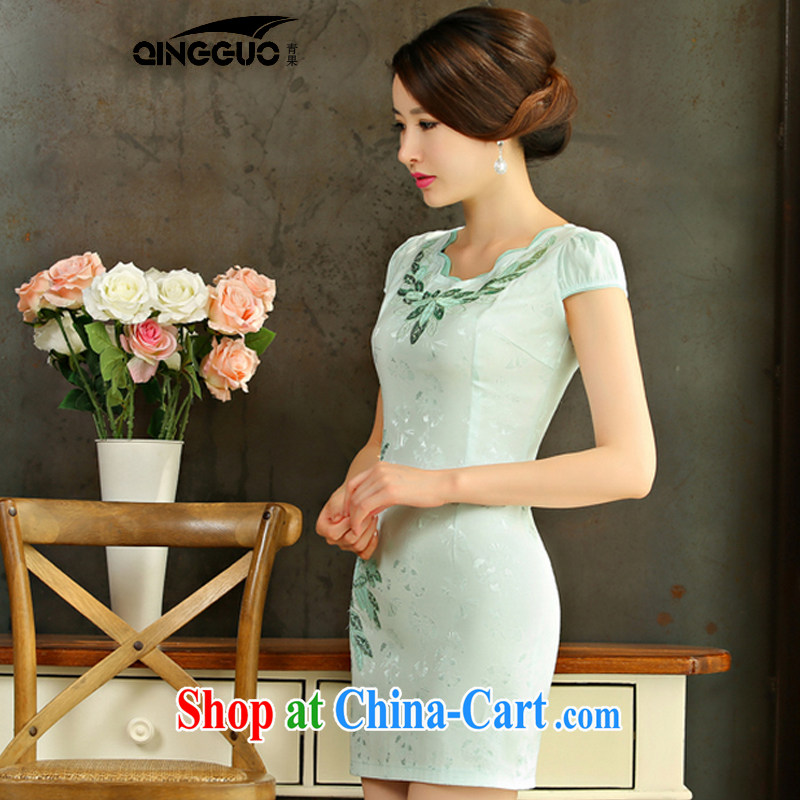 Fruit and Vegetable 2015 summer improved female cheongsam dress retro beauty everyday dresses, short dress 9001 white XXL, fruit (QINGGUO), online shopping