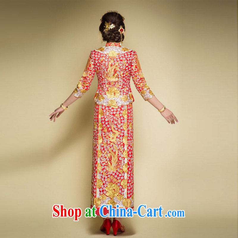 man she married Yi 2015 new paragraph 5 the Phoenix well-being of Chinese wedding dress and bride's wedding toast clothing spring and summer retro dress Soo Wo service embroidery red 4 XL, diffuse Connie married Yi, shopping on the Internet