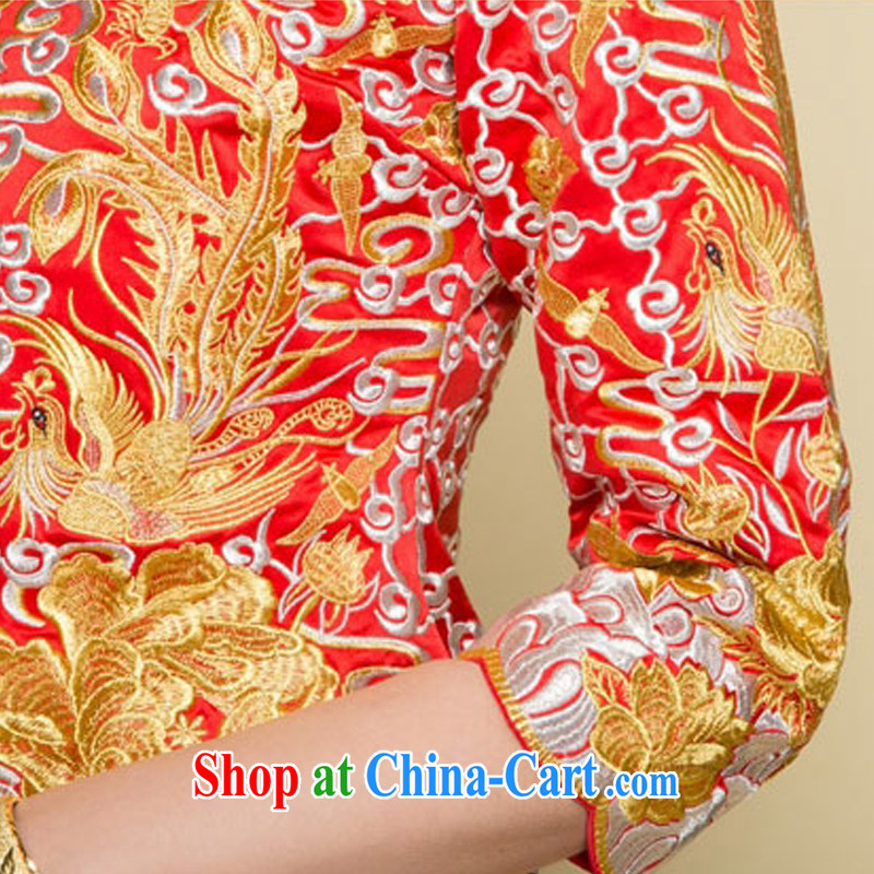 man she married Yi 2015 new paragraph 5 the Phoenix well-being of Chinese wedding dress and bride's wedding toast clothing spring and summer retro dress Soo Wo service embroidery red 4 XL, diffuse Connie married Yi, shopping on the Internet