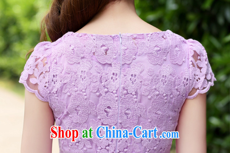 Kam-ming Yin Yue 7 new women small fragrant wind graphics thin Chinese qipao lace dress short-sleeved summer Korean fashion style beauty package and light purple XL pictures, price, brand platters! Elections are good character, the national distribution, so why buy now enjoy more preferential! Health