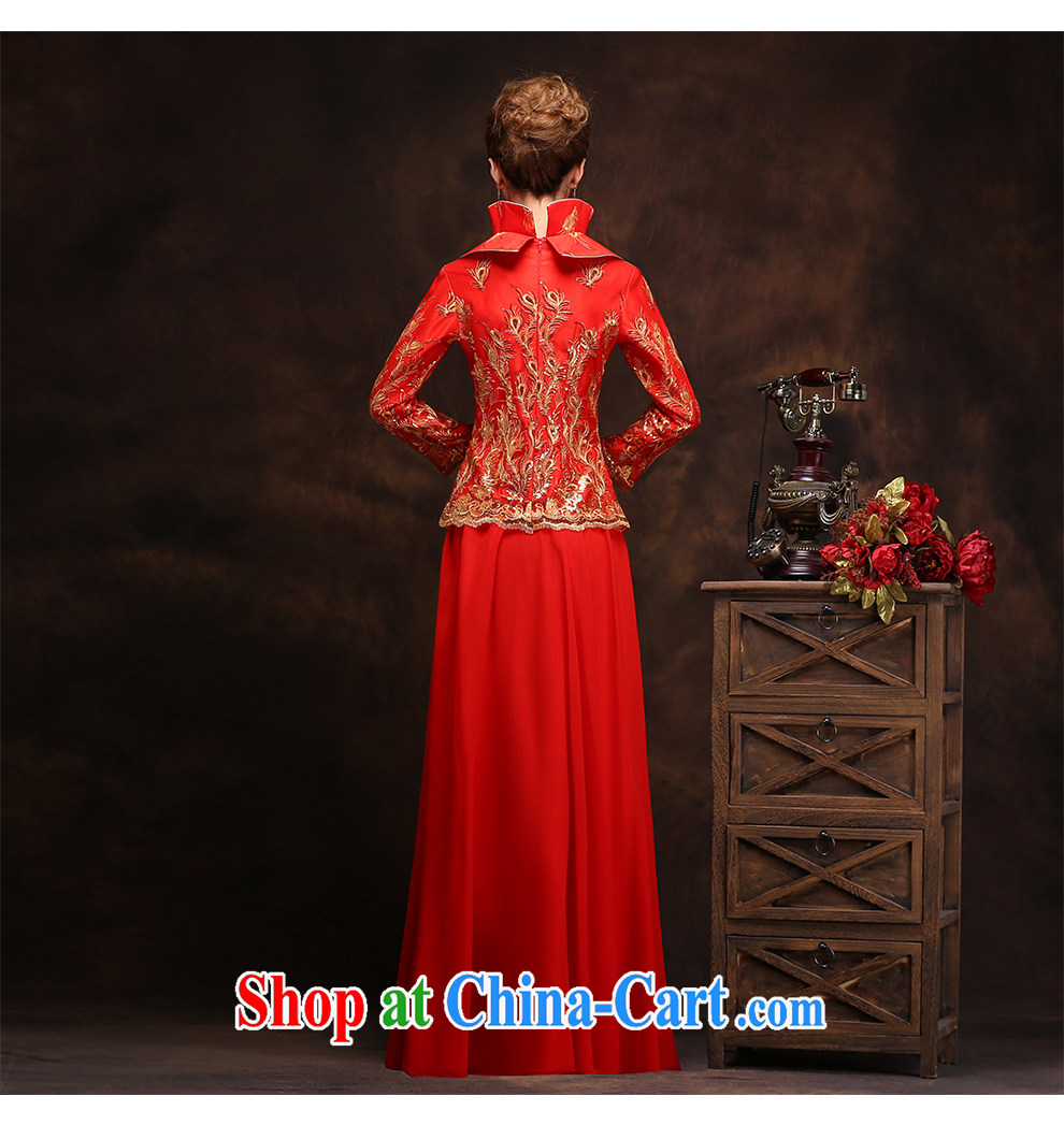 2015 new Lace Embroidery red cheongsam stylish everyday invisible zipper video thin large, cultivating long-sleeved robes, beautiful heydays Home Direct pictures, price, brand platters! Elections are good character, the national distribution, so why buy now enjoy more preferential! Health