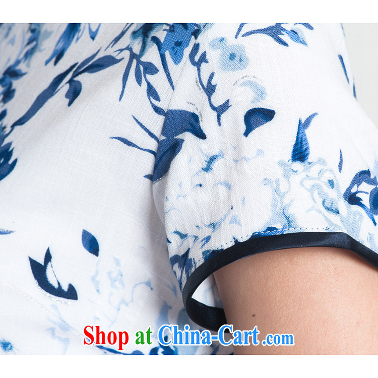 100 brigade Bailv summer new cotton stamp Chinese cheongsam dress short-sleeve dresses female B F 1 1028 # sauna JA Flower Basket - the blue and cyan 2XL pictures, price, brand platters! Elections are good character, the national distribution, so why buy now enjoy more preferential! Health