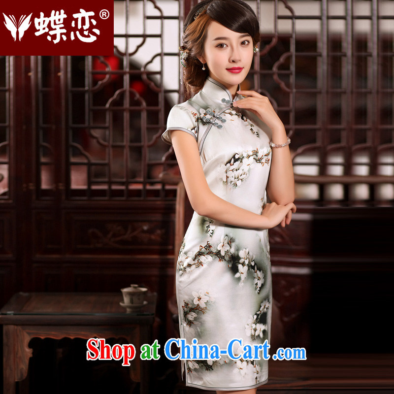Butterfly Lovers 2015 summer new, Retro dresses upscale silk stylish improvements, short-day cheongsam dress 55,258 figure - pre-sale 7-day XXL, Butterfly Lovers, shopping on the Internet