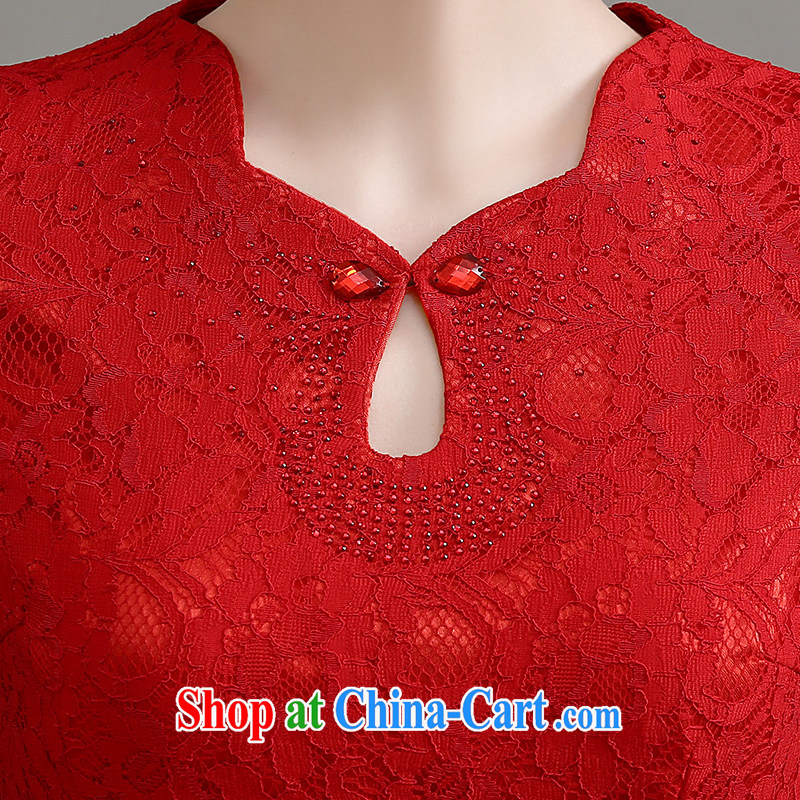 2015 New Red wedding dress bridal toast clothing lace sexy cheongsam dress spring and summer, Retro beauty red back door service short cheongsam Red Red to make the $30 does not return, and love, and shopping on the Internet