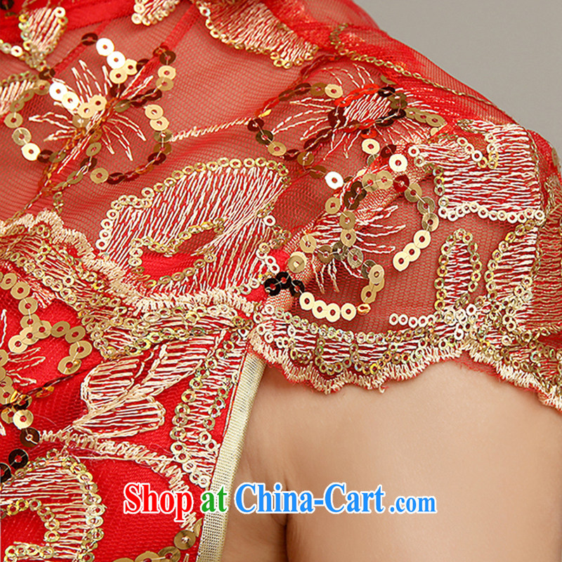 2015 New at Merlion dress red marriages improved cheongsam toast clothing retro package shoulder-length cheongsam dress, red can be given to the 30 million do not return, and love, and shopping on the Internet