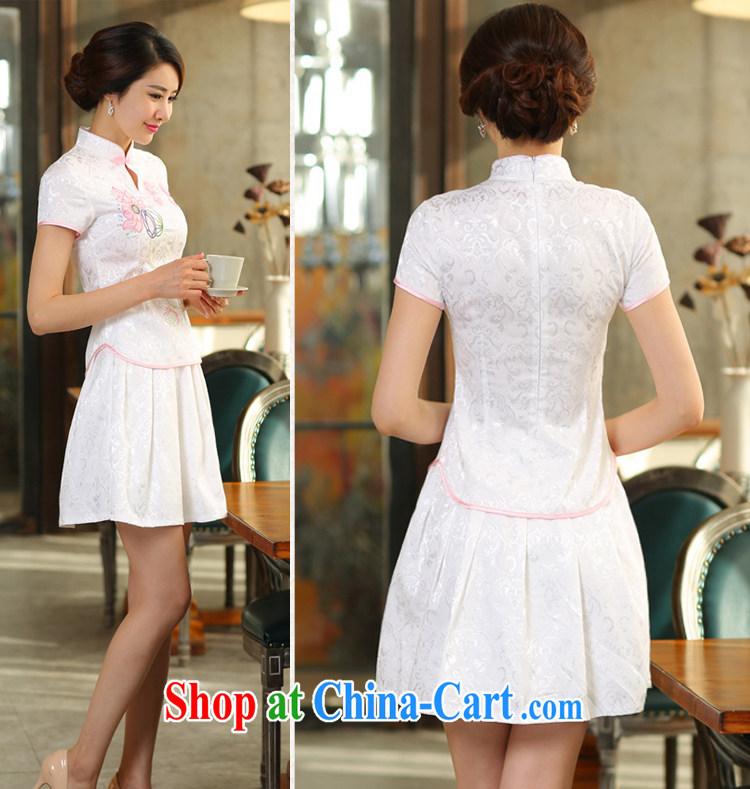 The HELENE ELEGANCE 2015 summer stylish aura dress short-sleeved pipa ends without the forklift truck cheongsam dress female Two-piece beauty graphics thin daily retro improved cheongsam Package white pictures, price, brand platters! Elections are good character, the national distribution, so why buy now enjoy more preferential! Health