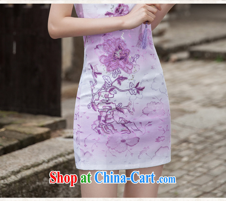 The HELENE ELEGANCE 2015 summer stylish short, no power on the truck cheongsam dress retro China wind fresh and elegant embroidery flowers Daily Beauty package and cheongsam dress dress violet pictures, price, brand platters! Elections are good character, the national distribution, so why buy now enjoy more preferential! Health