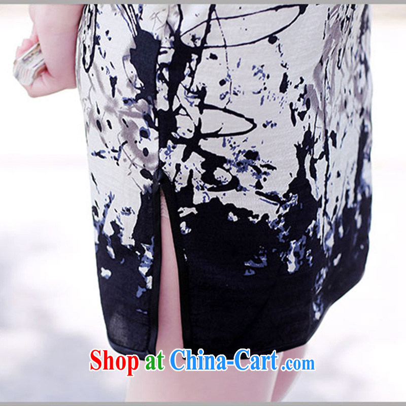 Not thick clothes 2015 new summer lady stylish beauty improved short-sleeve cheongsam dress ink XXL flowers, the products are still, shopping on the Internet