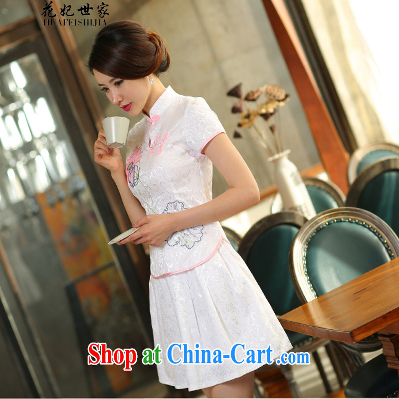 Take Princess saga  2015 spring and summer female new beauty retro style dresses two-piece with white short-sleeved XL