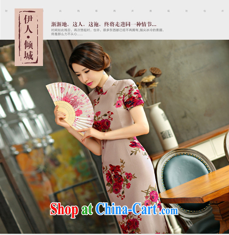 color transition in accordance with riverside 2015 spring and summer with retro beauty graphics thin short sleeves in the Code improved linen long cheongsam dress pictures, price, brand platters! Elections are good character, the national distribution, so why buy now enjoy more preferential! Health