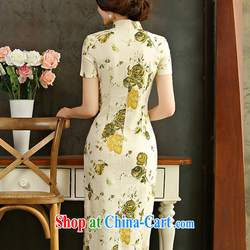 Hung Tai spring ~ 9012 only 2015 spring and summer beauty retro graphics thin short sleeves in the Code improved linen long cheongsam dress the dish 9010 XXL, Hung Tai spring (hongtaichuntian), and, on-line shopping