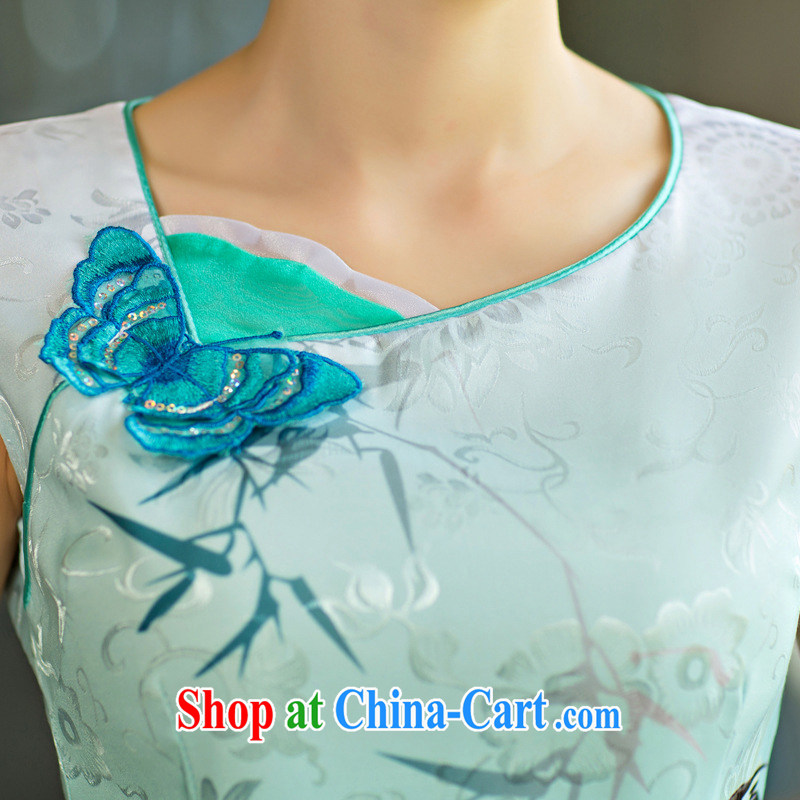 Take Princess family: Summer 2015 new professional clothing cheongsam dress green XXL, take Princess saga (HUA FEI SHI JIA), online shopping