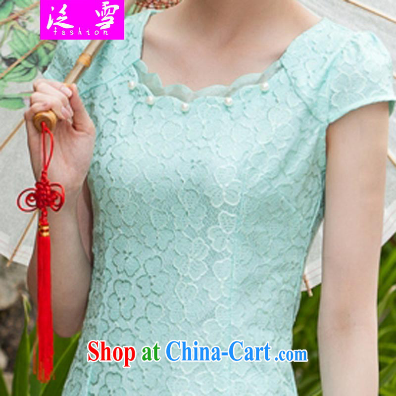 The snow in summer 2015 new, lace dresses and stylish beauty dress Openwork hook spent 1106 Lake blue XL, and snow, and on-line shopping
