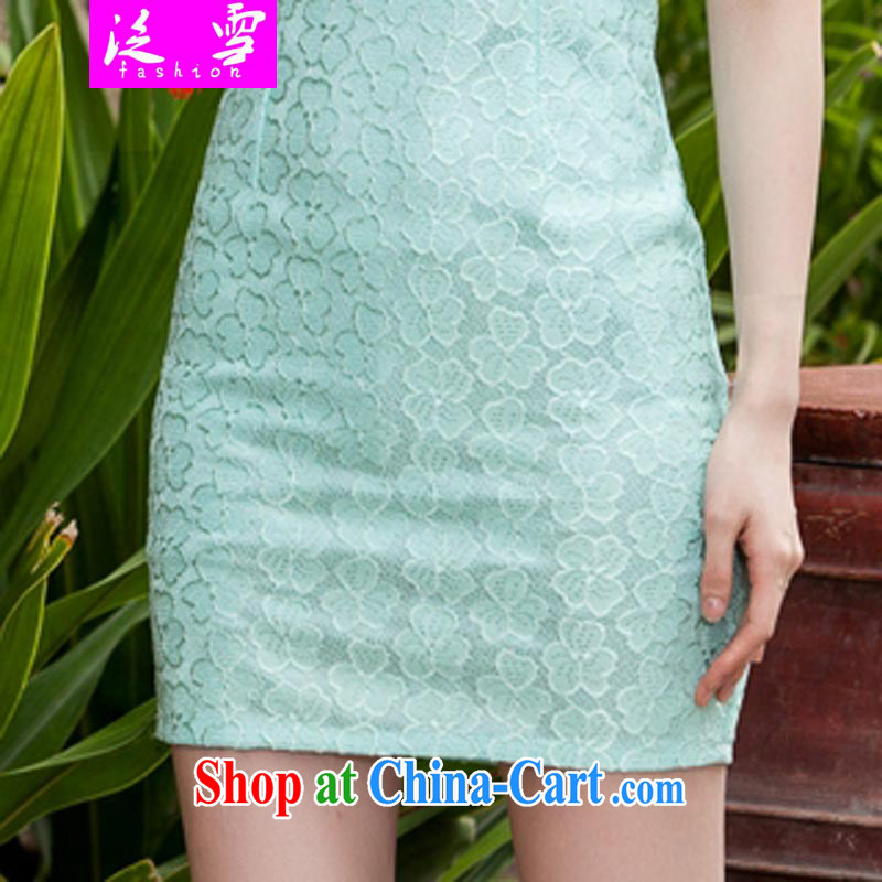 The snow in summer 2015 new, lace dresses and stylish beauty dress Openwork hook spent 1106 Lake blue XL, and snow, and on-line shopping