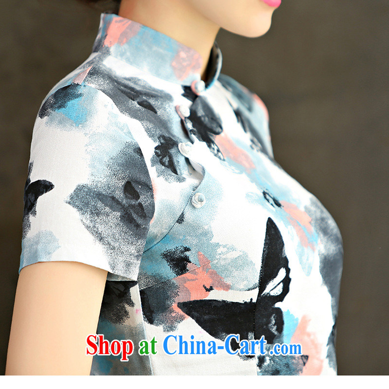 The economy as Princess Diana's '9010 real-time concept 2015 spring and summer beauty retro graphics thin short sleeves in the Code improved linen long cheongsam dress Green Maze 9008 L, economy, princess, and shopping on the Internet