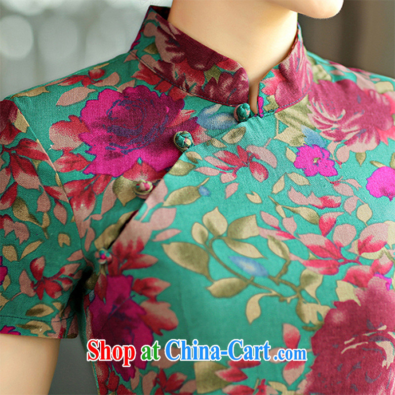 Leong Che-hung Tai spring ~ 9008 real-time concept 2015 spring and summer beauty retro graphics thin short sleeves in the Code improved linen long cheongsam dress Su Mei Lan 9007 M, Hung Tai spring (hongtaichuntian), online shopping