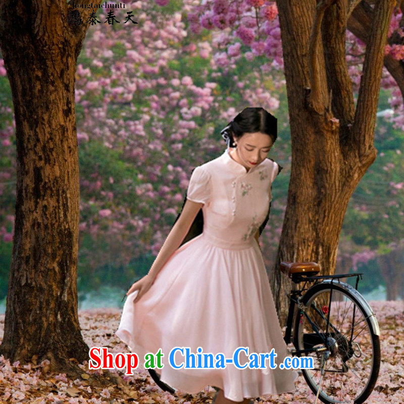 Leong Che-hung Tai spring to pre-sale light note 2015 summer new dresses retro arts and cultural dress embroidered shaggy dresses skirts pink L, Hung-tai spring (hongtaichuntian), online shopping