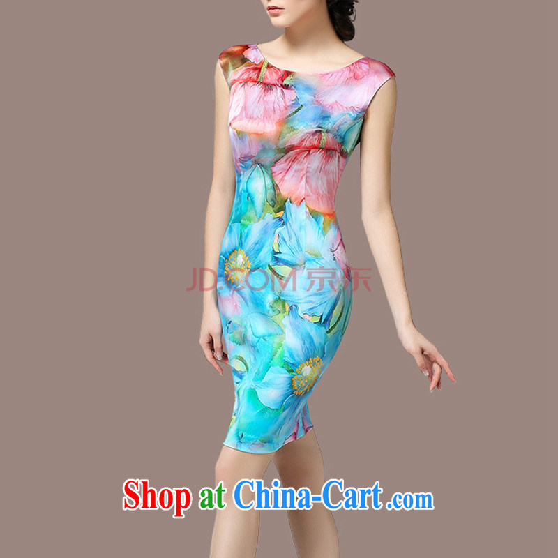 Courtney Cox in summer 2015 with new women stamp beauty dresses larger graphics thin skirt light blue 5 XL, Courtney Cox in (KOULAIYI), shopping on the Internet