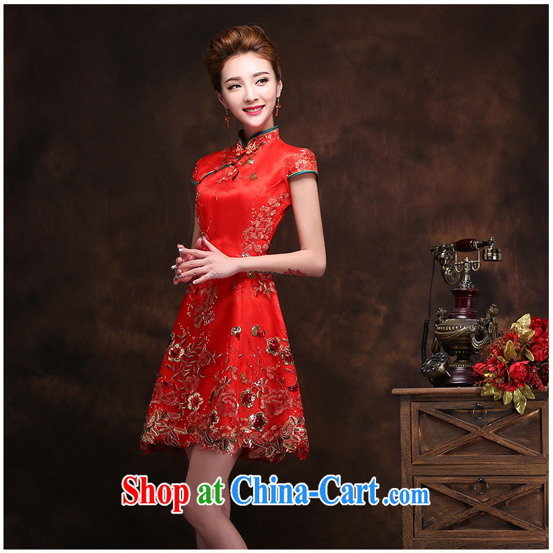 The beautiful yarn new dual-shoulder bag shoulder short cheongsam red lace stamp daily in short about two through the waist graphics thin bridal toast clothing factory direct, beautiful yarn (nameilisha), online shopping