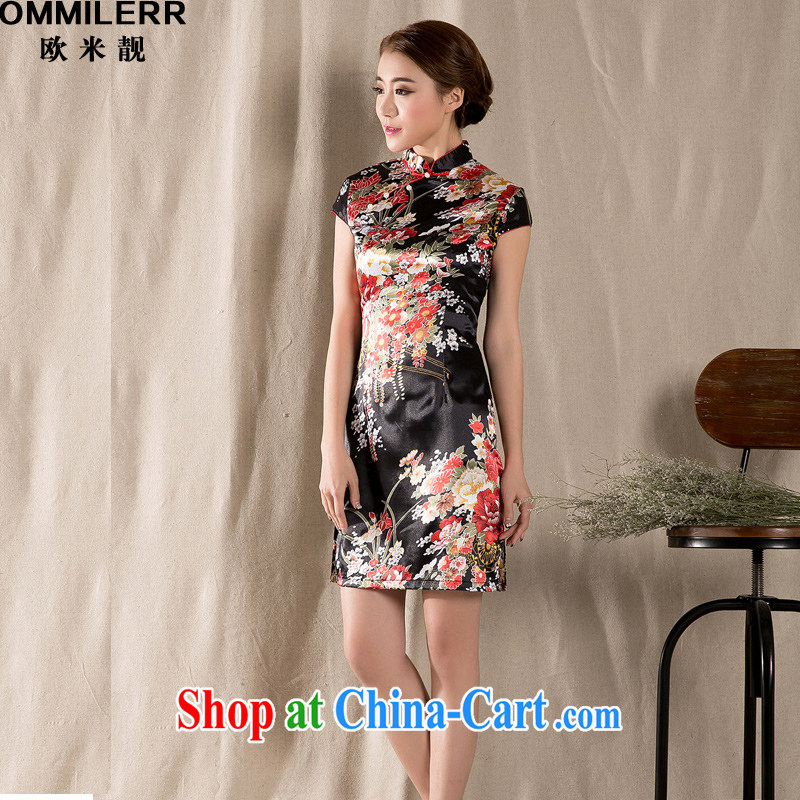 The beautiful 2015 new spring and summer short-sleeved Tang with hand-painted pastel dresses retro China wind girls 1227 photo color XXL, the beautiful (OMMILERR), online shopping