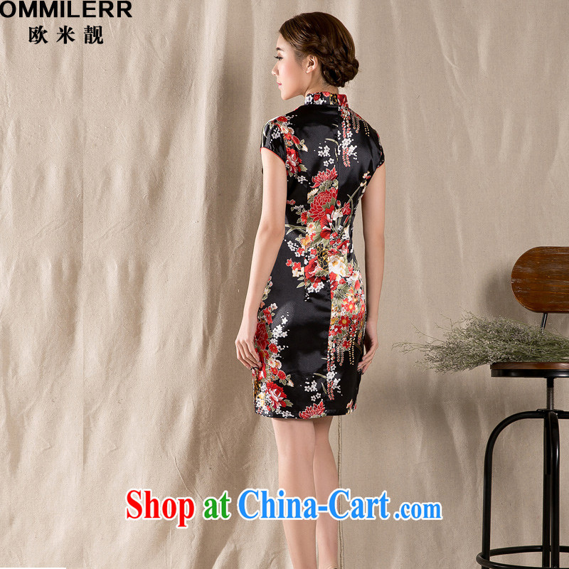 The beautiful 2015 new spring and summer short-sleeved Tang with hand-painted pastel dresses retro China wind girls 1227 photo color XXL, the beautiful (OMMILERR), online shopping