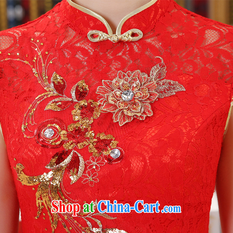 Impression Leigh 2015 new bride wedding toast clothing cheongsam dress beauty wedding dress red long Q 1024, impressive lady, shopping on the Internet