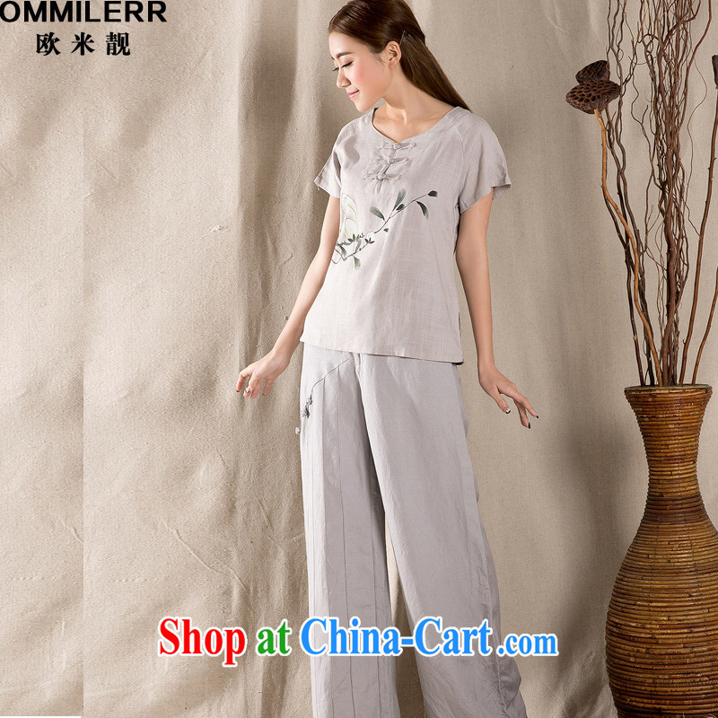 The beautiful 2015 summer new antique Chinese female improved stylish cotton Ms. Yau Ma Tei Tong with gray XXL, the beautiful (OMMILERR), shopping on the Internet