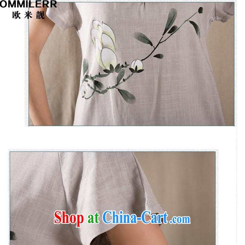 The beautiful 2015 summer new antique Chinese female improved stylish cotton Ms. Yau Ma Tei Tong with gray XXL, the beautiful (OMMILERR), shopping on the Internet