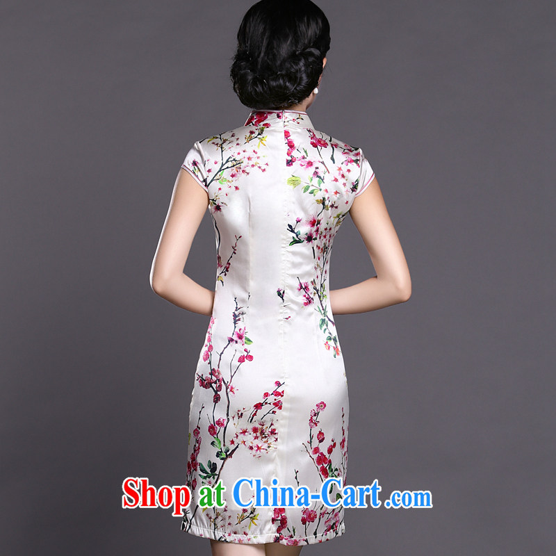 Joe is still name-yuan silk summer new short-sleeved improved cheongsam dress ZS 025 white S, CHOSHAN LADIES, shopping on the Internet