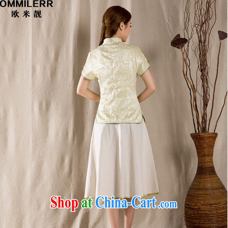 The beautiful 2015 summer new, the charge-back embroidery female T-shirt China wind female antique Chinese green 1213 XXXL, the beautiful (OMMILERR), shopping on the Internet
