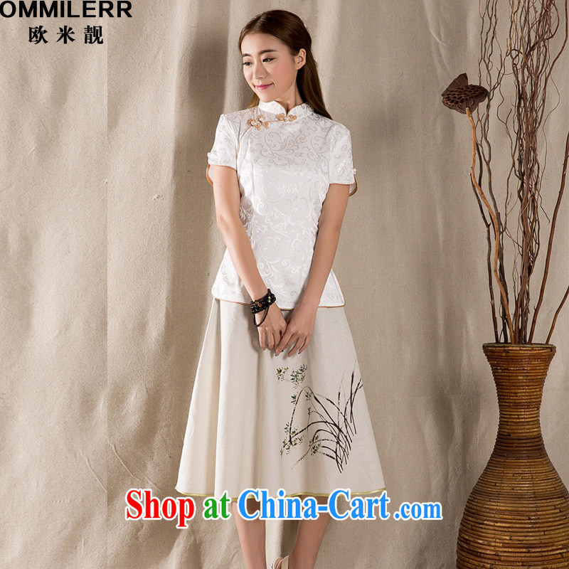 The beautiful 2015 summer new, the charge-back embroidery female T-shirt China wind female antique Chinese green 1213 XXXL, the beautiful (OMMILERR), shopping on the Internet